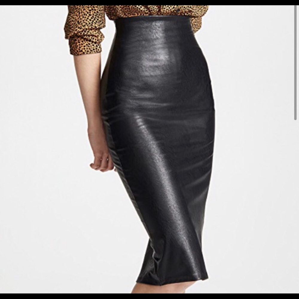 Faux Leather Knee Length Skirt Commando
